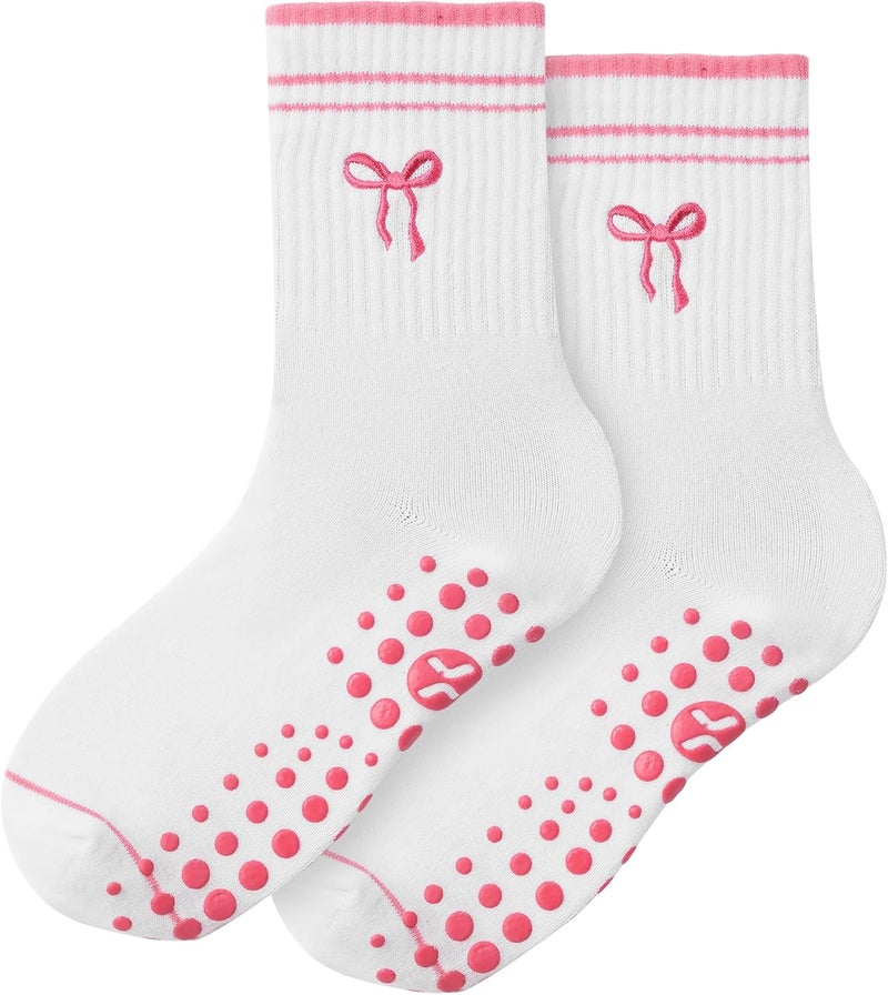 CoolMate Store Pilates Socks with Grips for Women, Yoga Socks, Crew Non Slip Women for Barre, Pilates Gifts - Image 1